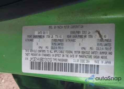 2011 Mazda Mazda2 Touring from USA, damaged, VIN JM1DE1HY8B0131019